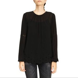 MICHAEL KORS long sleeve laser cut top